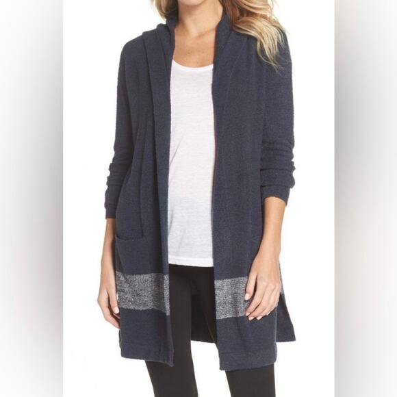 Barefoot Dreams Women's Cozy Chic Lite Coastal Hooded Cardigan XS/S Navy - Picture 1 of 13